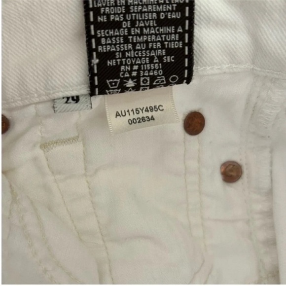 7 For All Mankind White Dojo Flare Jeans Rhinestone Pockets - Picture 9 of 9